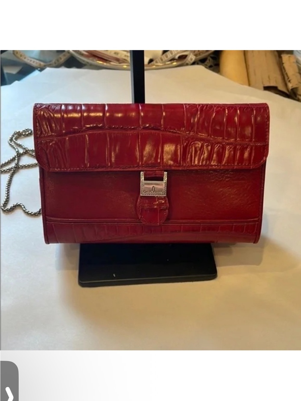 Brighton Red Crocodile-Embossed Crossbody Bag